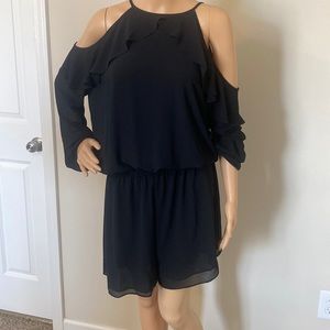 NWT Michael Kors black romper with cold shoulders size L